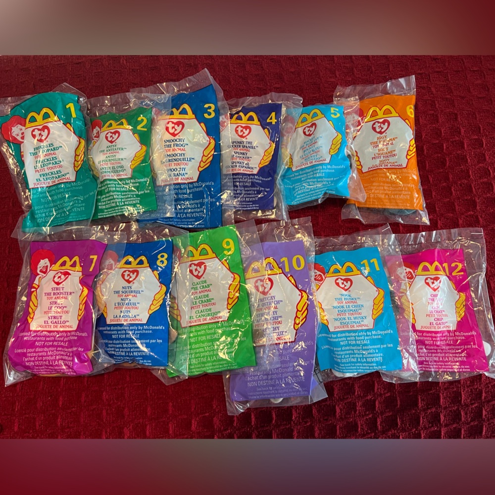 McDonald’s 1999 Happy Meal, Ty Animals, 1-12, NWT